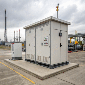 What type of battery is used inside the outdoor liquid cooled energy storage cabinet?