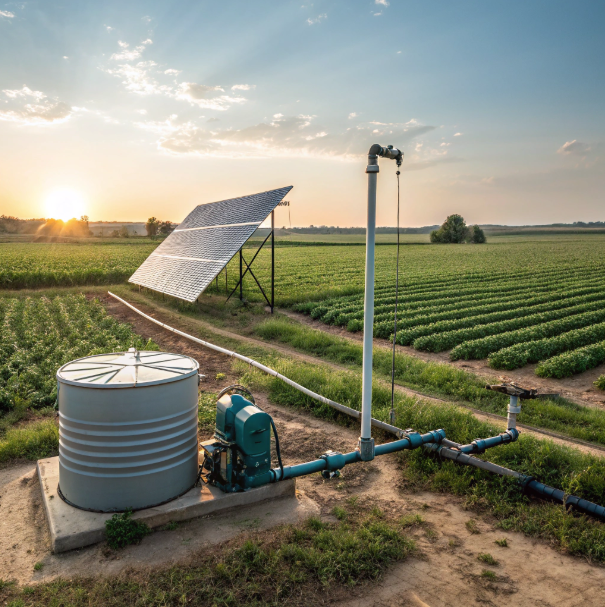 Solar pump with advanced protection features in a rural setting